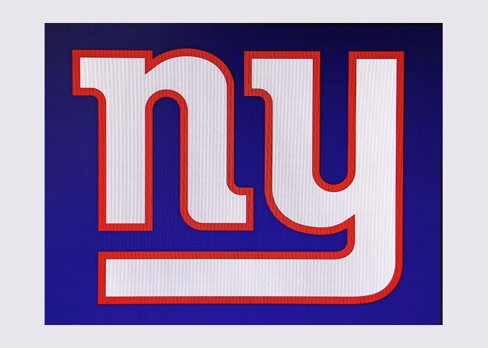 N Y Giants Logo - White on Blue Greeting Card by Allen Beatty