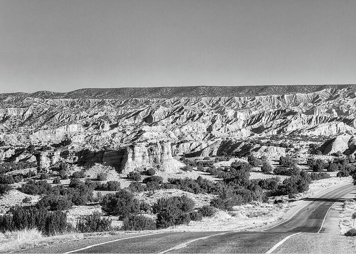 New Mexico Greeting Card featuring the photograph Nambe Badlands by Susan Rissi Tregoning