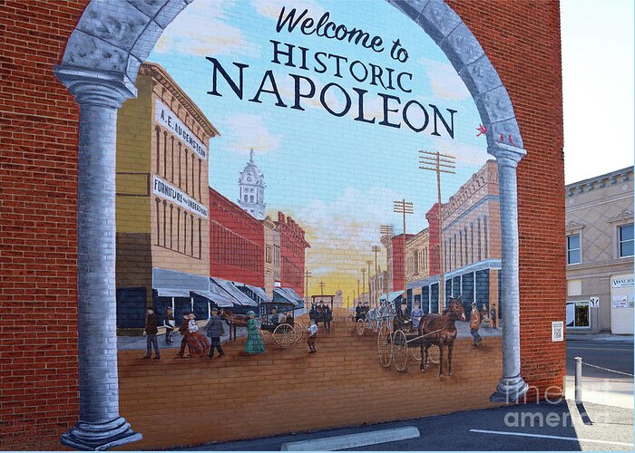 Mural Greeting Card featuring the photograph Napoleon Ohio Mural by Dave Rickerd 9853 by Jack Schultz