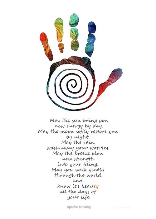 Native American Art Greeting Card featuring the painting Native American Blessing - Healing Hand Symbol - Sharon Cummings by Sharon Cummings