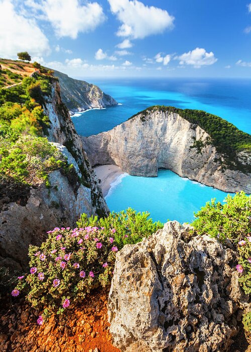 Greece Greeting Card featuring the photograph Navagio Bay by Evgeni Dinev