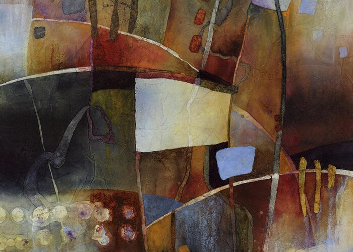 Abstract Greeting Card featuring the painting Neutral Elements 2 - Sepia by Hailey E Herrera