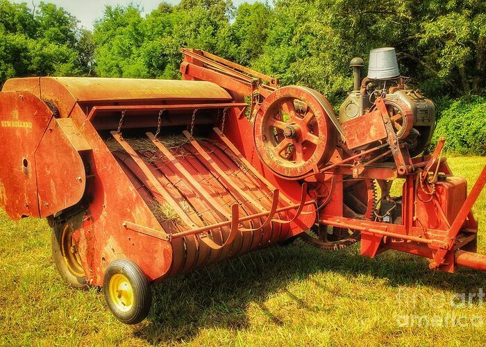New Holland Greeting Card featuring the photograph New Holland Baler by Mike Eingle
