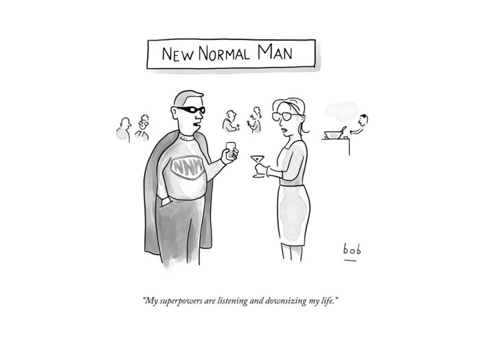 A25367 Greeting Card featuring the drawing New Normal Man by Bob Eckstein