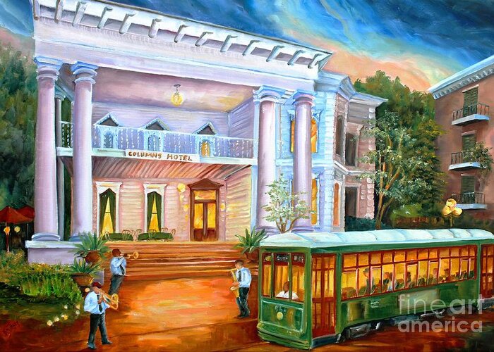 New Orleans Greeting Card featuring the painting New Orleans' Columns Hotel by Diane Millsap