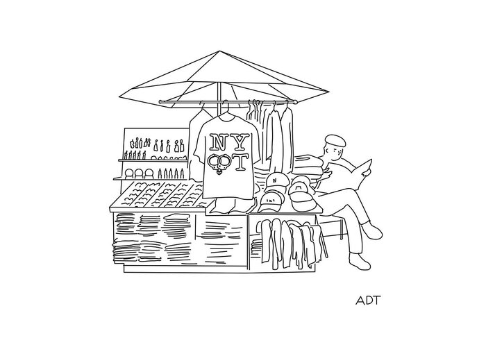 Captionless Greeting Card featuring the drawing New Yorker April 4, 2023 by Adam Douglas Thompson