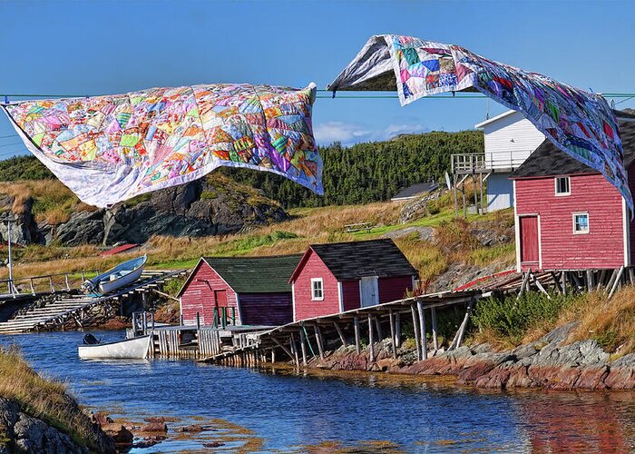 Quilts Greeting Card featuring the photograph Newfoundland quilts by Tatiana Travelways