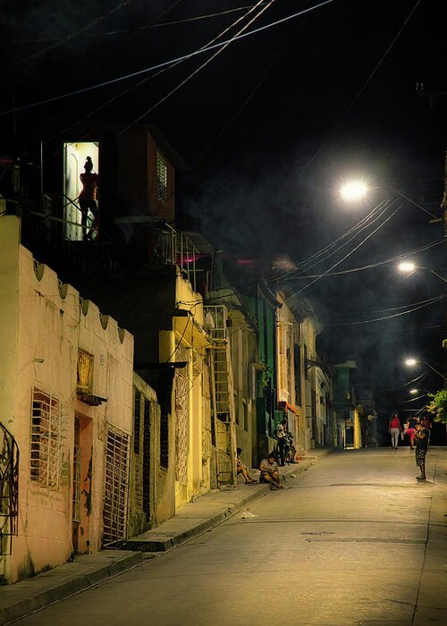 Cuba Greeting Card featuring the photograph Night atmosphere El Tivoli by Micah Offman