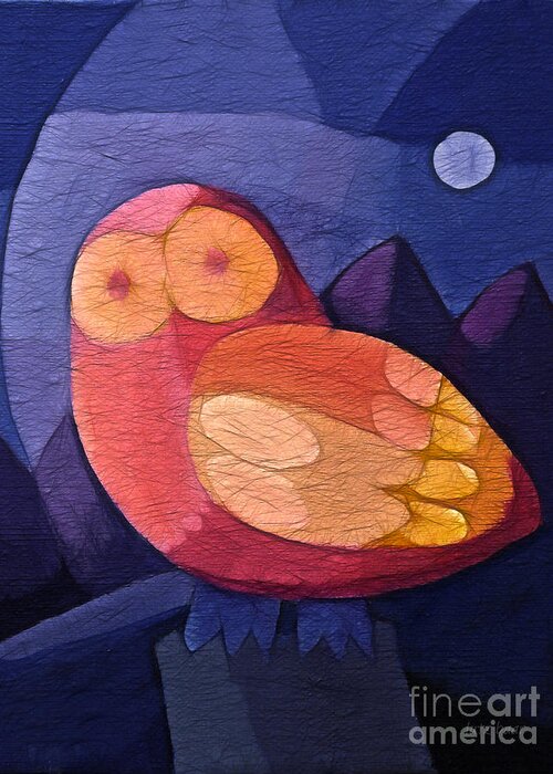Bird Greeting Card featuring the painting Night Owl by Lutz Baar