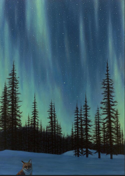 Night Greeting Card featuring the painting Night Sky Light by James W Johnson