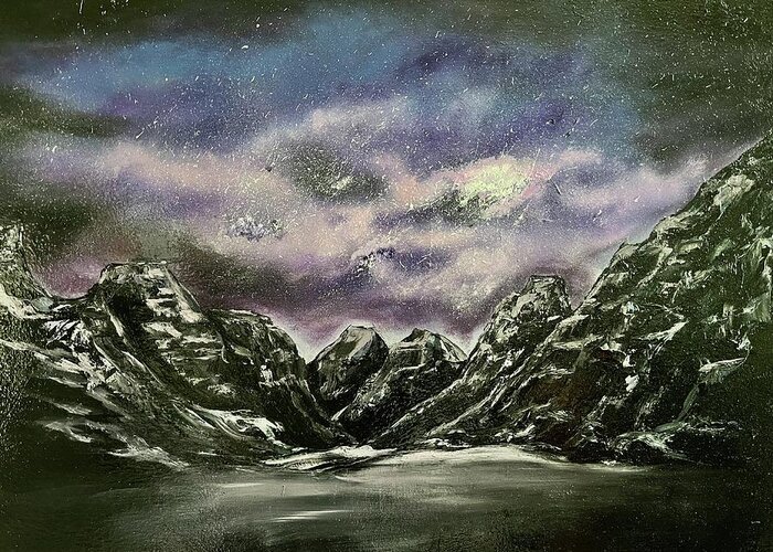 Mountains Greeting Card featuring the painting Night Wonder by Lisa White