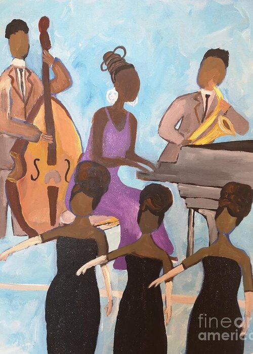 Nina Simone Greeting Card featuring the painting Nina and the Supremes by Jennylynd James
