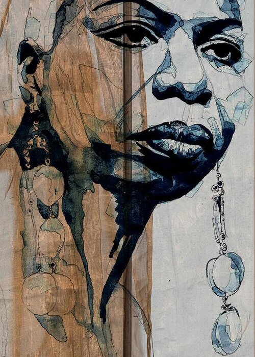 Nina Simone Image Greeting Card featuring the painting Nina Simone - Silk and Soul by Paul Lovering