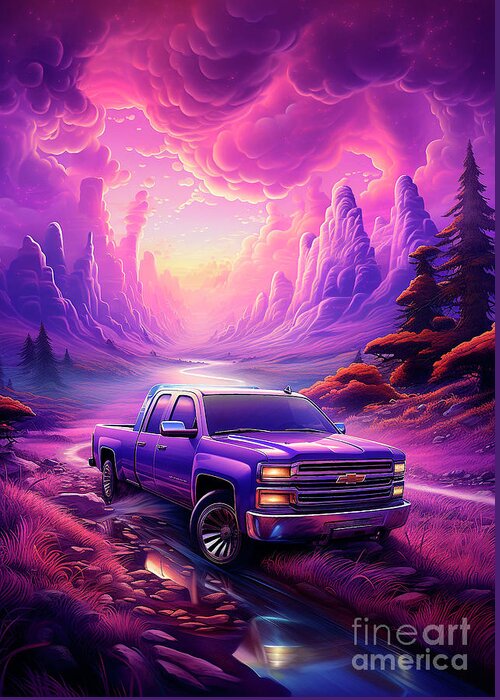 Vehicles Greeting Card featuring the drawing No01043 GMC Sierra Denali by Clark Leffler