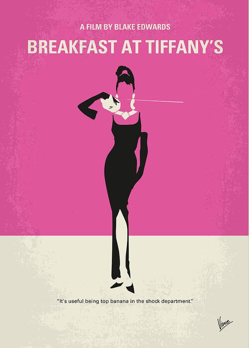 Breakfast At Tiffanys Greeting Card featuring the digital art No204 My Breakfast at Tiffanys minimal movie poster by Chungkong Art