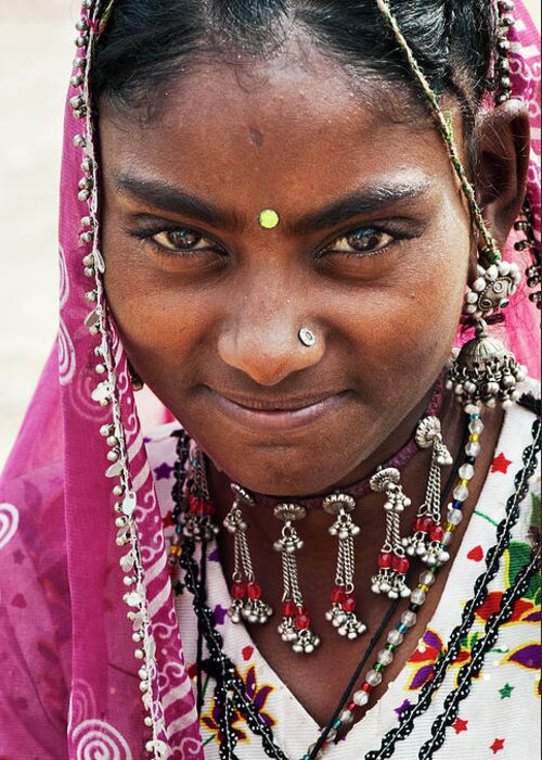 Nomadic Greeting Card featuring the photograph Nomadic Rajasthan Teenage Girl by Tim Gainey