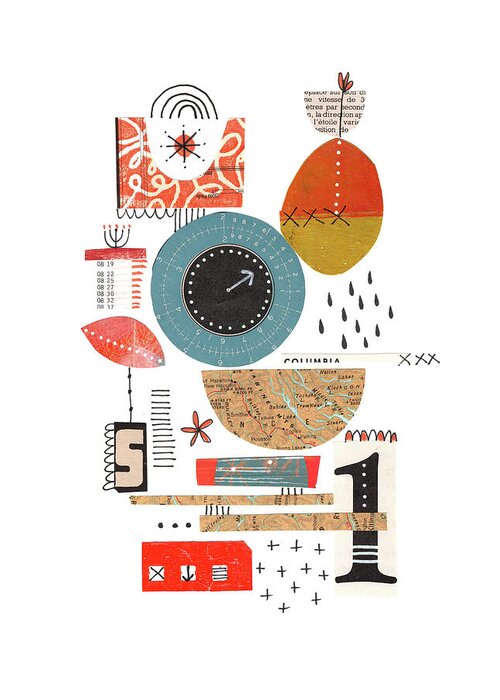 Collage Greeting Card featuring the mixed media Nord Ouest by Lucie Duclos