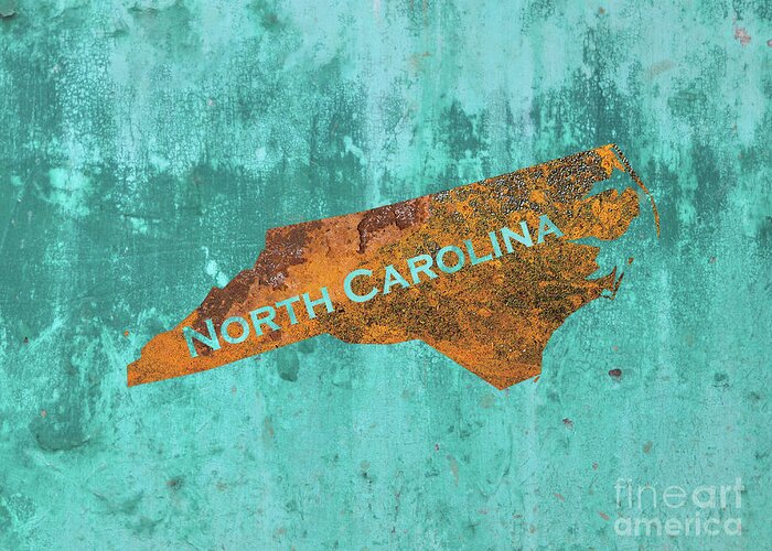 North Carolina Greeting Card featuring the mixed media North Carolina Rust on Teal by Elisabeth Lucas