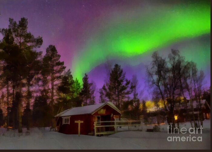 Northern Lights Greeting Card featuring the photograph Northern Lights Palette by Eva Lechner