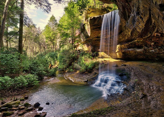 Northrup Falls Greeting Card featuring the photograph Northrup Falls at Colditz Cove Tennessee #3 of 3 by Peter Herman