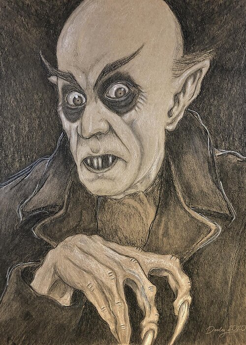 Vampire Greeting Card featuring the drawing Nosferatu by Shawn Dooley