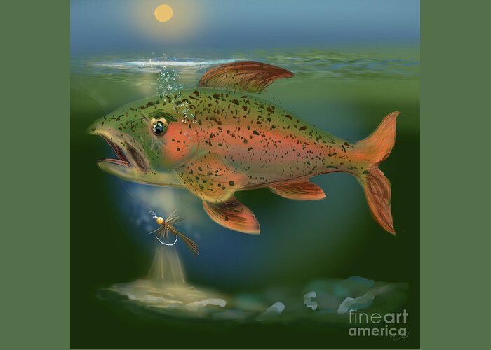 Fly Fishing Greeting Card featuring the digital art Not Falling for That by Doug Gist