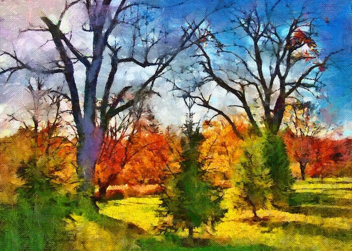 Autumn Greeting Card featuring the mixed media November Field by Christopher Reed
