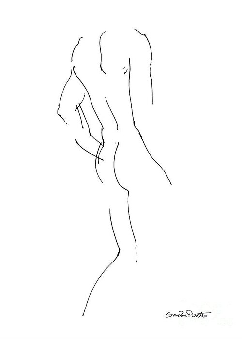 Male Greeting Card featuring the drawing Nude Male Drawings 2 by Gordon Punt