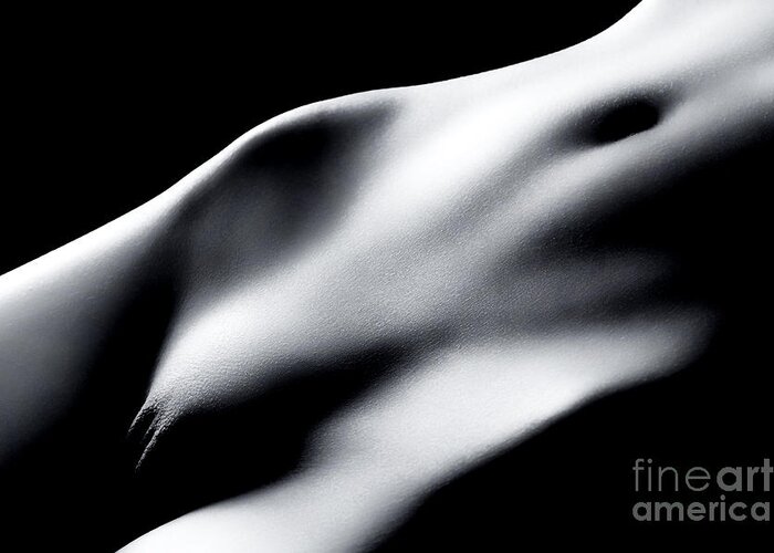 Nude Greeting Card featuring the photograph Nude woman body closeup of crotch abstract by Maxim Images Exquisite Prints