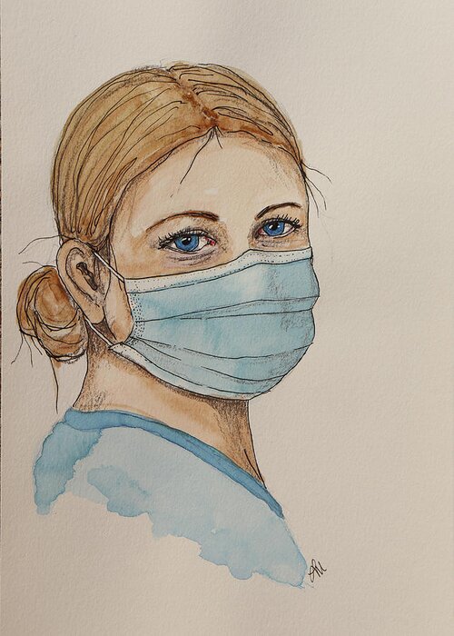 Nurse Greeting Card featuring the painting Nurse by Lisa Mutch