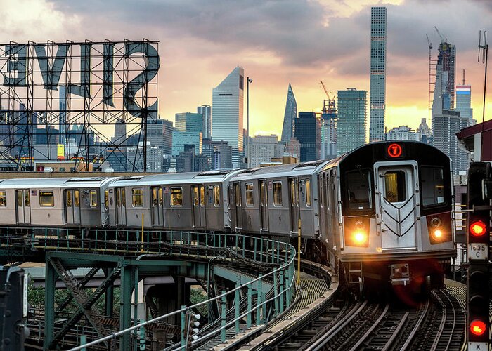 New York Greeting Card featuring the photograph NY CITY - No. 7 Subway by Philippe HUGONNARD