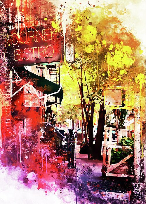Fine Art Greeting Card featuring the mixed media NYC Watercolor Collection - Greenwich Village by Philippe HUGONNARD