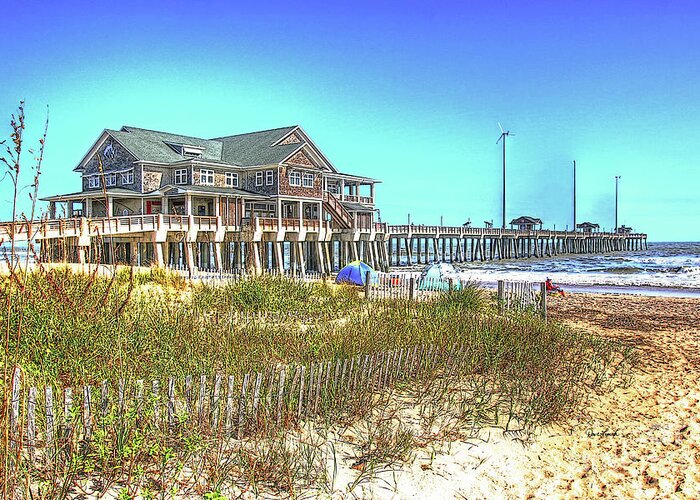 Obx Maps Greeting Card featuring the photograph OBX - JENNETTE'S PIER - Nags Head NC - Outer Banks NC by Dave Lynch