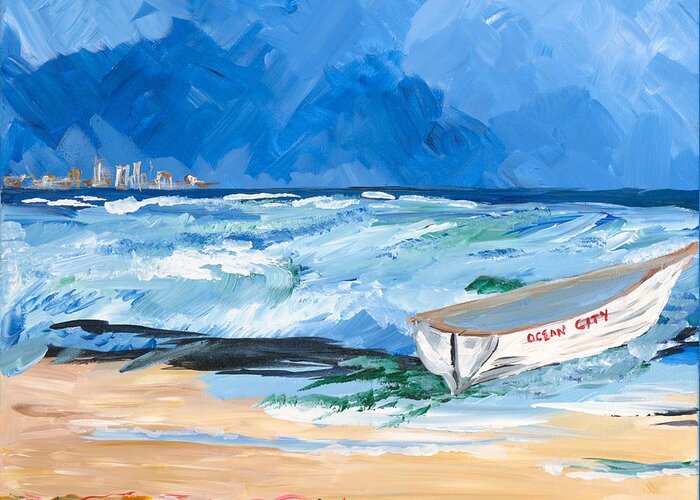 Ocean City Greeting Card featuring the painting Ocean City NJ Lifeboat by Britt Miller