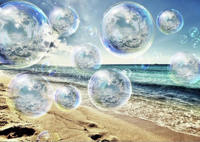 Bubbles Greeting Card featuring the mixed media Ocean Pop Bubble Dreams by Teresa Trotter
