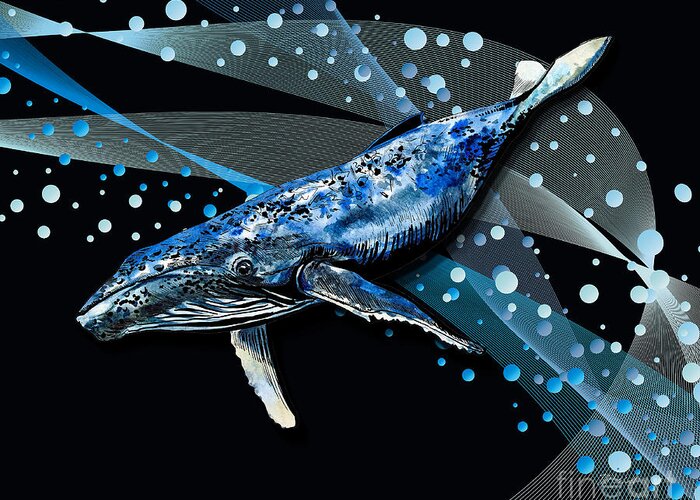 Ocean Greeting Card featuring the digital art Ocean View Collection Whale 1 by Tina Mitchell