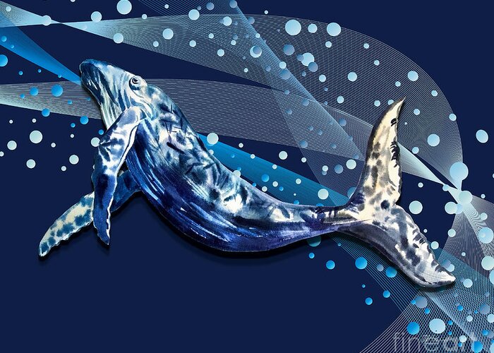 Ocean Greeting Card featuring the digital art Ocean View Collection Whale 2 by Tina Mitchell