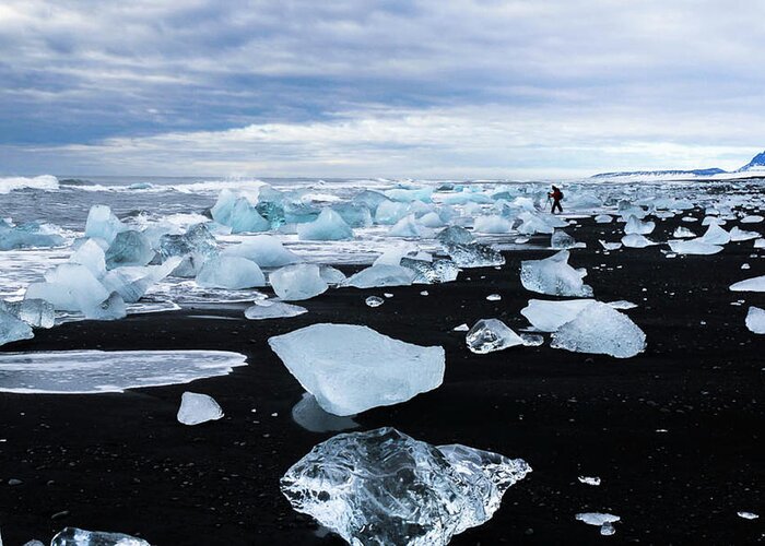 Jokulsarlon Greeting Card featuring the photograph Oceans Of Ice - Jokulsarlon Black Sand Beach, Iceland by Earth And Spirit
