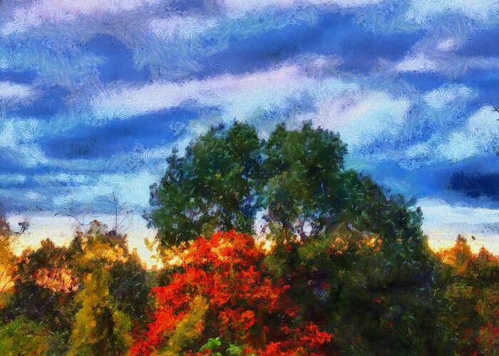 Trees Greeting Card featuring the mixed media October in the Field by Christopher Reed