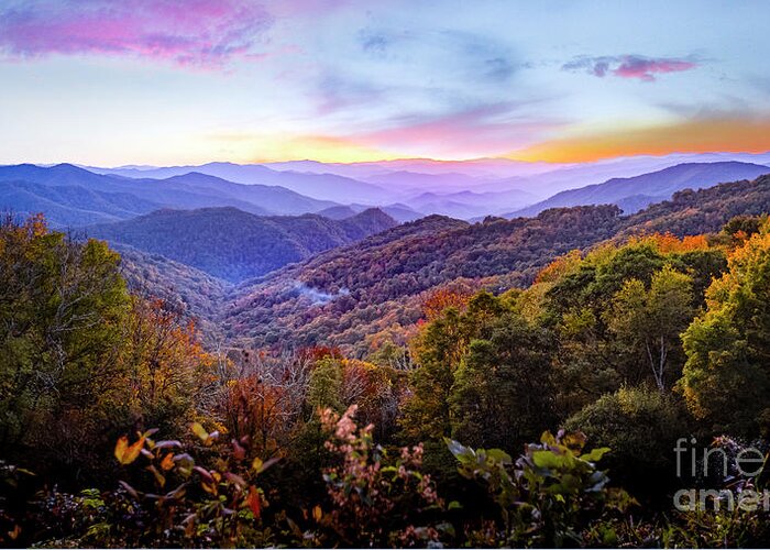 Landscape Greeting Card featuring the photograph October in the Smoky Mountains by Theresa D Williams