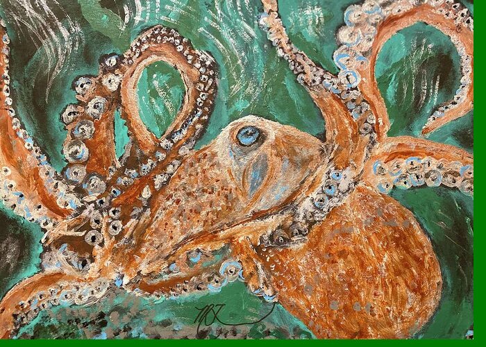 Octopus Greeting Card featuring the painting Octopus by Melody Fowler