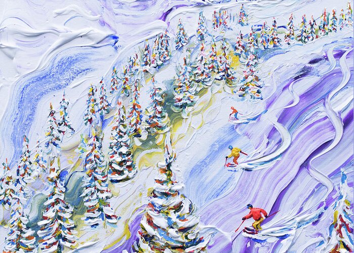 Ski Greeting Card featuring the painting Off Piste Les Arcs 2000 Ski Print by Pete Caswell