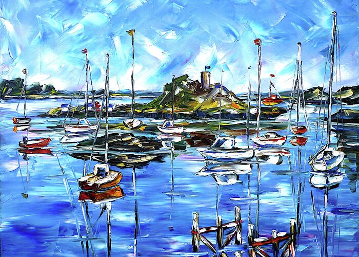 Harbor Scene Greeting Card featuring the painting Off The Coasts Of Brittany by Mirek Kuzniar