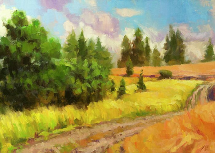 Landscape Greeting Card featuring the painting Off the Grid by Steve Henderson