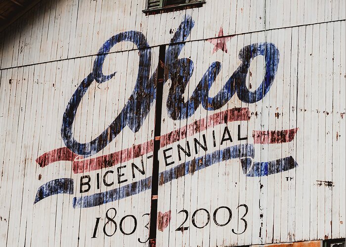 Ohio Barn Greeting Card featuring the photograph Ohio Bicentennial Front of Vintage Barn - 1803 - 2003 by Gregory Ballos