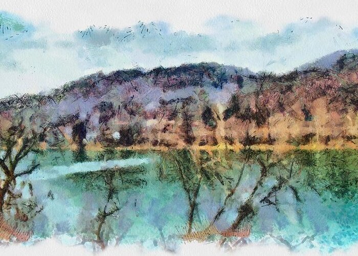 River Greeting Card featuring the mixed media Ohio River by Christopher Reed