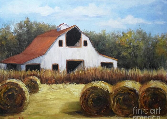 Barn Painting Greeting Card featuring the painting Okemah Barn by Cheri Wollenberg