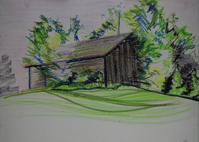 Plein Air Greeting Card featuring the pastel Old Barn At Wason Pond by Sean Connolly