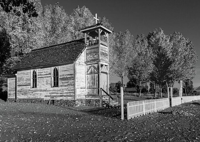 Lassen Greeting Card featuring the photograph Old Castantia Church - Monochrome by Mike Lee