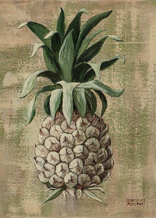 Pineapple Greeting Card featuring the painting Old Fasion Pineapple 2 by Darice Machel McGuire